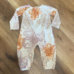 Burt's Bees organic cotton floral print ruffle one piece outfit 12 month